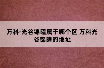 万科·光谷锦曜属于哪个区 万科光谷锦曜的地址